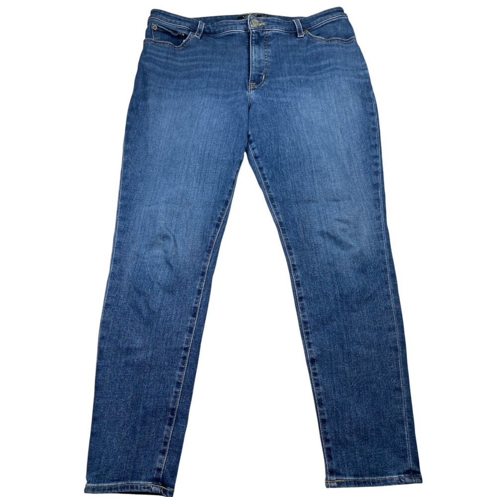 Lauren Ralph Lauren Jean Women 14W Blue Denim Cotton Stretch Mid-Rise Skinny Leg